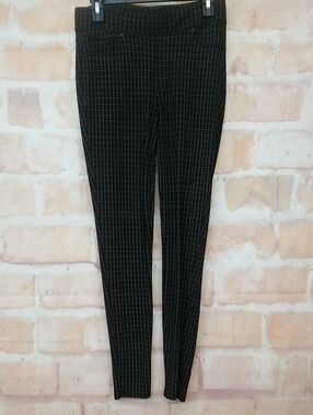 Seven7 Black Leggings with White Windowpane Grid Size M
